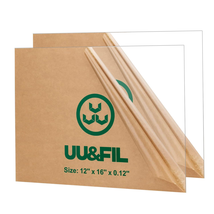 UU&amp;FIL Clear Acrylic Sheets 12&quot; X 16&quot;, 2 Pack 1/8 Inch Thick Clear Cast Plexigla - £19.61 GBP