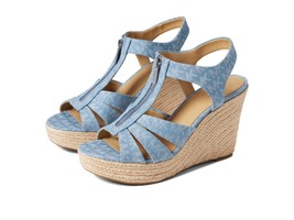 Michael Kors Berkley Women&#39;s Open Toe Wedge Sandals Size 7 M Blue Denim NEW - $85.00