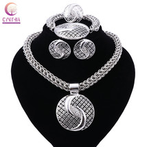 New Exquisite Dubai Jewelry Set Silver Plated Big Nigerian Wedding African Beads - £35.26 GBP