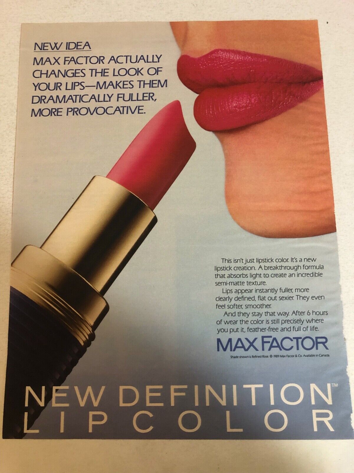 1989 Max Factor New Definition Lip Color Vintage Print Ad pa10 - $8.90