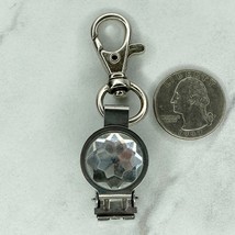 Silver Tone Clear Rhinestone Clip On Keychain Keyring - £5.41 GBP