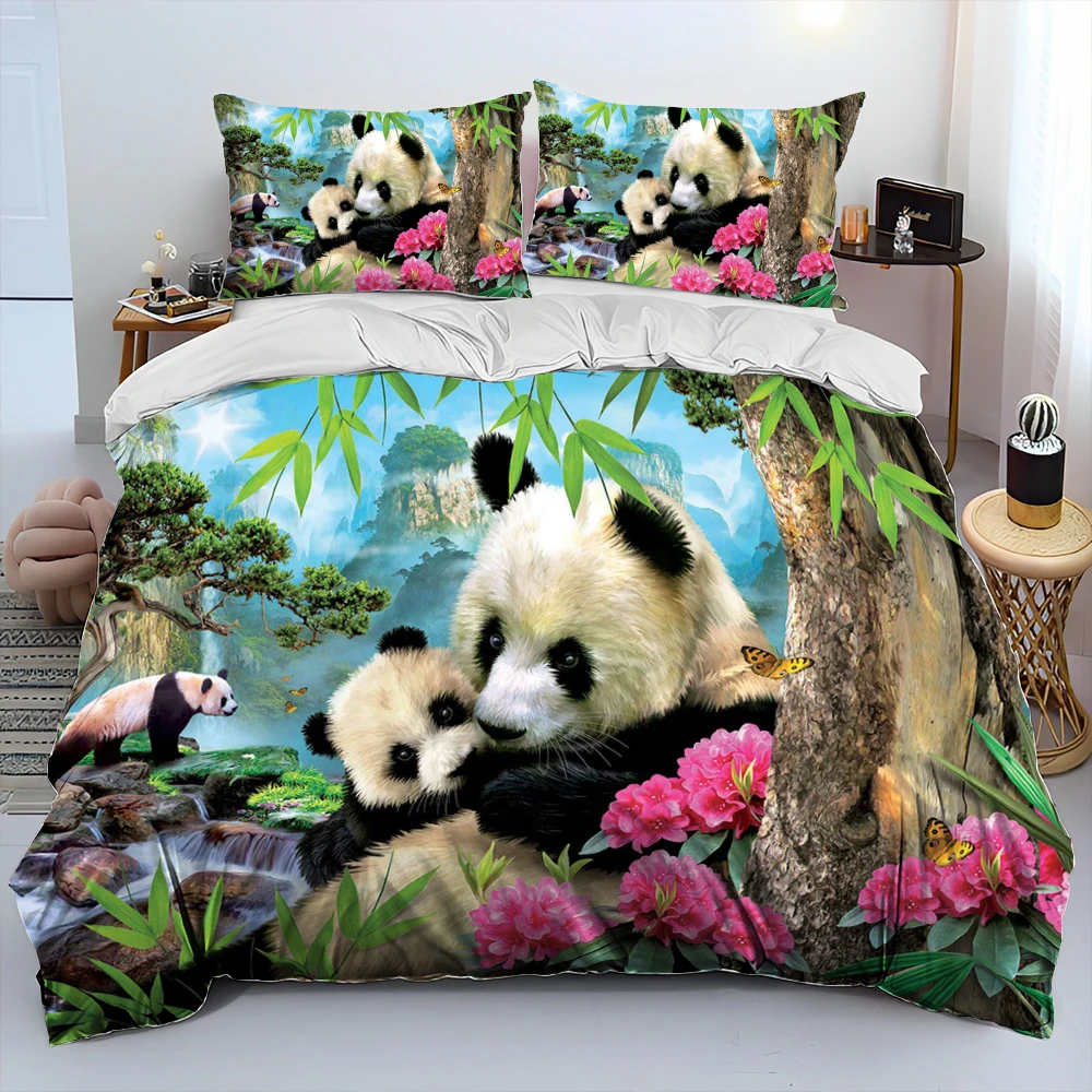 3D Cartoon Cute Panda Comforter Bedding Set,Duvet Cover Bed Set Quilt Cover - £41.76 GBP+