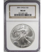 2001 Silver Eagle NGC MS69 Classic Brown Holder AL946 - £42.73 GBP