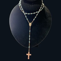 Antique sterling silver 925 blue faceted glass rosary - £112.12 GBP