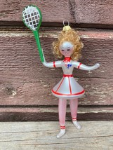 De Carlini Tennis Player Girl Christmas Ornament Blown Glass Italian Italy - £63.12 GBP