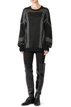 IRO Sweater Dock Lurex Metallic Pullover Sweater Black Silver SZ L $395 VM13 - £92.22 GBP