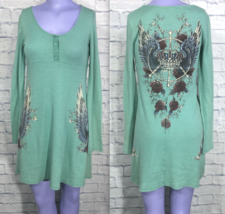 Urban X Small Green Knit Thermal Stretch Graphic Pullover Dress - $15.50