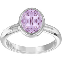 Authentic Swarovski Laser Rhodium Ring with Violet Crystal-size US 8 - £41.95 GBP