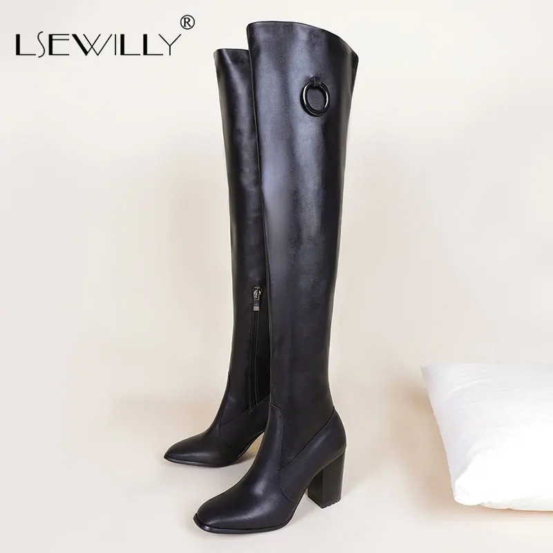 Lsewilly Women Chelsea Boots 2023 Winter Wees Long Boots Riding Boots Over The K - $115.17