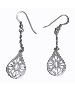 Sterling Silver Floral Teardrop Womens Dangle Earrings - $29.80 CAD