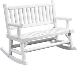 Outsunny 2-Person Wood Rocking Chair with Log Design, Heavy Duty Loveseat with - £161.65 GBP