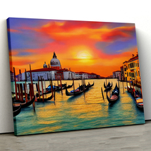 Sunset in Venice Artwork 11,Landscape Canvas Wall Art, Canvas Wall Art Print - £28.76 GBP+