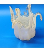 Unique Murano Art Glass Pulled Freeform Glass Vase - Dreamsicle Cream To... - $40.57 CAD