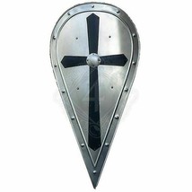 Medieval Warrior Shield Battle Steel Armor Larp Crusader kite shield 24&quot; - £72.26 GBP