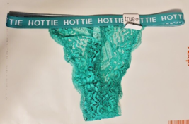 Rue 21 Women&#39;s Lace Thongs Green Size LARGE HOTTIE Elastic Waist Band New - £8.86 GBP