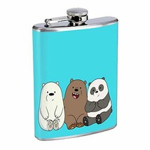 Bear Selfie Hip Flask Stainless Steel 8 Oz Silver Drinking Whiskey Spiri... - £7.79 GBP