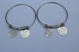 2X Charm Bracelet Bangles I Love you to Moon and Back, Tree of Life, Silver Tone - £9.47 GBP