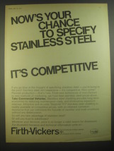 1967 Firth-Vickers Stainless Steel Ad - Now&#39;s your chance to specify stainless  - £14.54 GBP