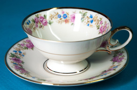 Tirschenreuth Bavaria 1246 Demitasse Cup &amp; Saucer 943/0 Pink Floral Germany - £5.89 GBP