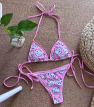 New Hello Kitty Bikini Set Swimwear Women Girls Bra Thong Girls Underwear Kawaii - £16.11 GBP