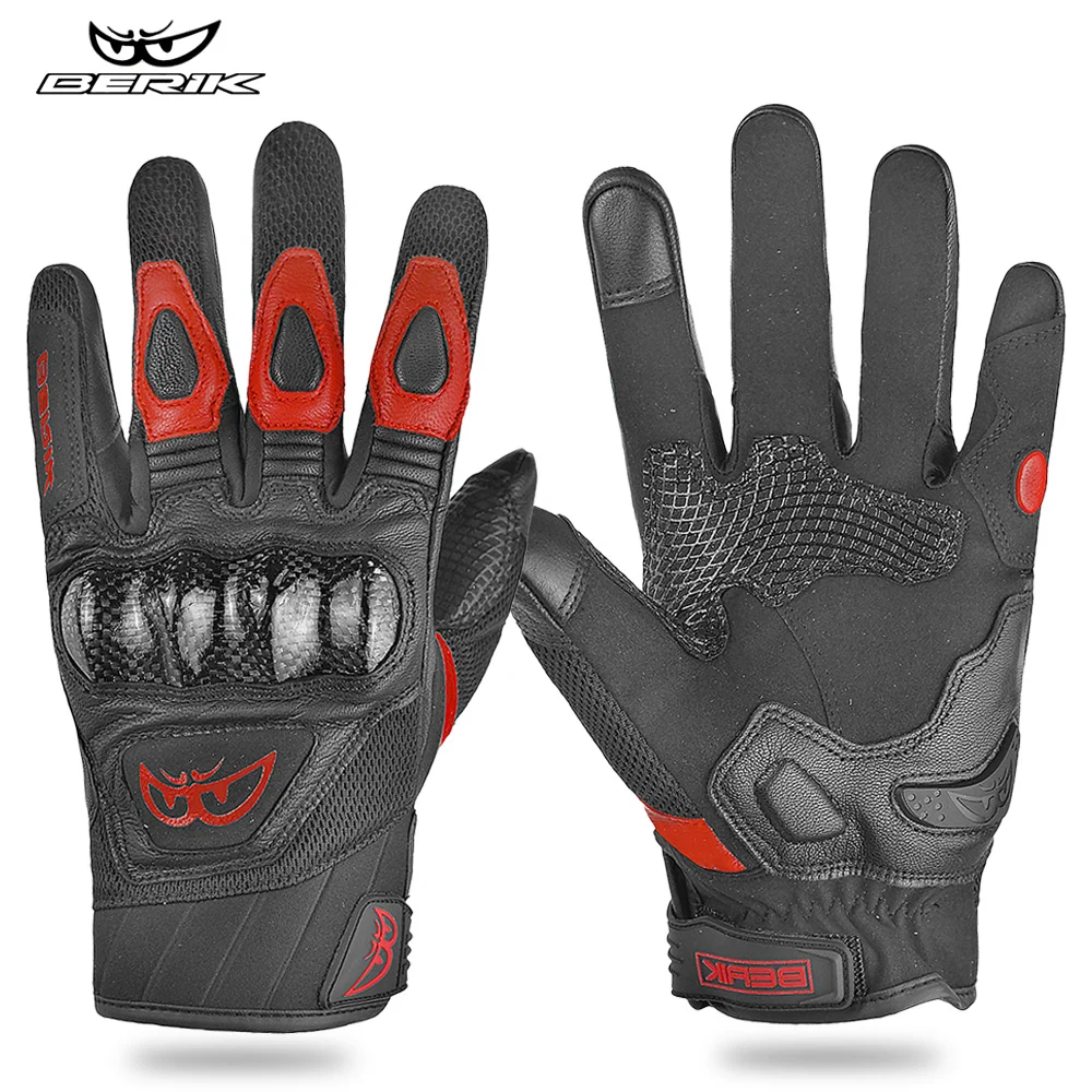 BERIK Summer Motorcycle Gloves Man Leather Retro Motorcyclist Gloves Touch Scree - £269.33 GBP