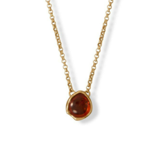 Baltic Amber 8x9mm Pear Shape 24k Gold Plated Hammered Edge Pendant Necklace 18&quot; - £83.28 GBP