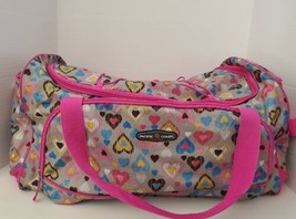 Pacific Coast Travel Gear Duffel Carry On Luggage Bag Hearts Zippers VGUC - £15.48 GBP