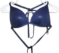 PINK Victoria&#39;s Secret Ribbed Triangle Push-Up Bikini Top Metallic Blue ... - £15.62 GBP