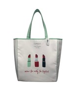 New Clinique X Kate Spade Tote Bag White Green Never Too Early For Lipstick - $23.00 CAD