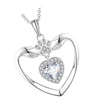 Women Necklace,925 Sterling Silver Dog Paw Print - $183.03