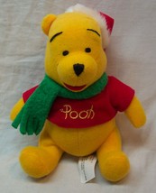 Disney Holiday Winnie The Pooh Bear W/ Santa Hat &amp; Scarf 5&quot; Plush Stuffed Animal - $14.85