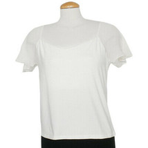 RALPH LAUREN Pearl White Stretch Jersey Sheer Flutter Sleeve Crop Top 3X - £31.45 GBP