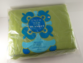 Vintage 1970s Salem Poly Acrylic Satin-Edge Green Blanket Twin/Full 72 X 90 New! - £39.70 GBP