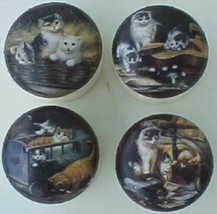 Ceramic Cabinet Knobs W/ Kittens Kitten Barn Cats Cat (4) - £12.37 GBP