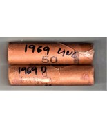Lincoln Pennies Coin Lot of 2 Vintage Rolls of 1969 &amp; 1969D  Pennies - $10.97 CAD