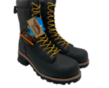 Avenger Men&#39;s Mid-Calf Safety Comp Toe Logger Boots A7357 Black Leather ... - $132.99