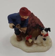 Holiday Time Christmas Village Collectibles Boy With Horn, Dog, and Doghouse - £6.27 GBP