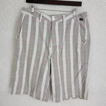 Vans Mens Shorts Size 32 Gray Plaid Stripes Chino Button/Zip Closure - £14.31 GBP