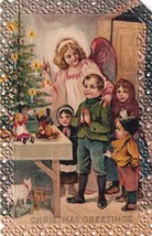 Christmas Rare Angel with Children Die Cut 1910 Hutchinson KS Postcard E23 - £6.88 GBP