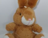 Dandee Bunny Rabbit Plush brown white pink bow nose stuffed animal sitti... - $15.58