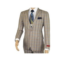 Mens Suit by RENOIR English Plaid Window Pane European Business 291-5 Beige blue image 6