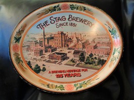 Stag Brewery Tin Tray 16.5&quot; x 13.5&quot; Belleville, Illinois - 1976 - £16.08 GBP