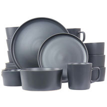 Elama Luxmatte Dark Grey Stoneware 20-Piece Dinnerware Set with Modern - €75,25 EUR