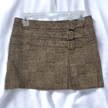 Express Skirt Woman Size 0 Brown Checkered Lined 3 Buckles Y2K School Co... - £29.60 GBP