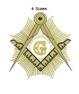 Masonic Compass 6sizes digitized filled embroidery design Digital Download - $8.13 CAD