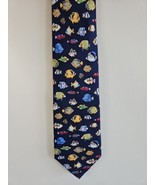 Museum Artifacts Fish Blue Pattern Neck Tie, 100% Silk - $19.44 CAD