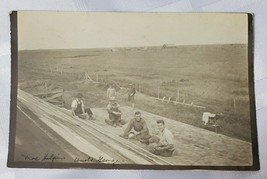 Late 1800&#39;S Postcard Of Men Building A House Or Barn Victorian Original Antique - £19.57 GBP