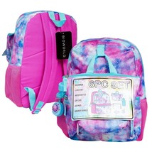 Tie Dye Backpack 6 Piece Set 16 inch (41cm) with Lunch Bag Ice Pack Zipper Case - £22.53 GBP