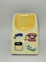 Vintage Yellow Ceramic Cell Phone Holder 2 1/4&quot; Wide Opening &amp; Slots for... - £12.94 GBP