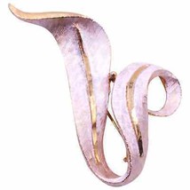 Vintage Gold Plated Silver Textured Abstract Wavy V Brooch Pin - £15.77 GBP